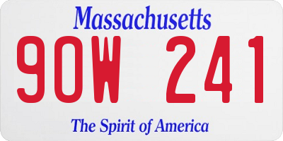 MA license plate 9OW241