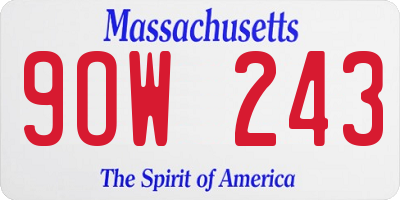 MA license plate 9OW243