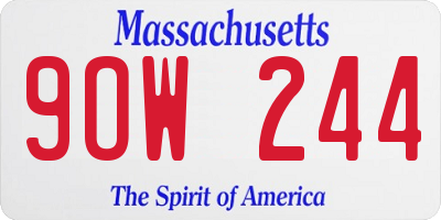 MA license plate 9OW244