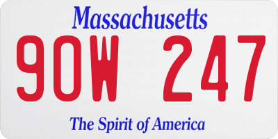 MA license plate 9OW247