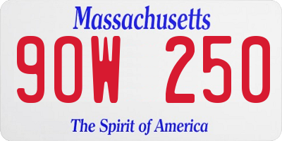 MA license plate 9OW250