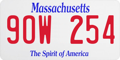 MA license plate 9OW254