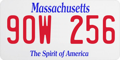 MA license plate 9OW256