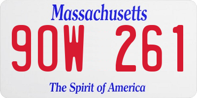 MA license plate 9OW261