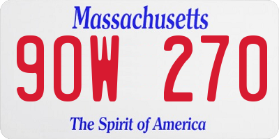 MA license plate 9OW270