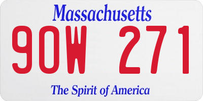 MA license plate 9OW271