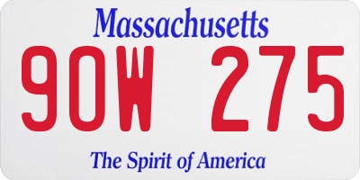 MA license plate 9OW275