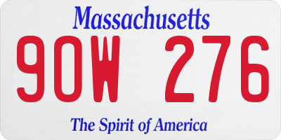 MA license plate 9OW276