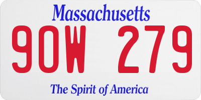 MA license plate 9OW279