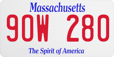 MA license plate 9OW280