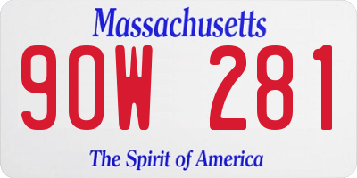 MA license plate 9OW281