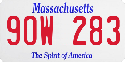MA license plate 9OW283