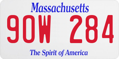 MA license plate 9OW284