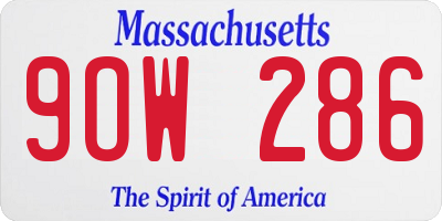 MA license plate 9OW286