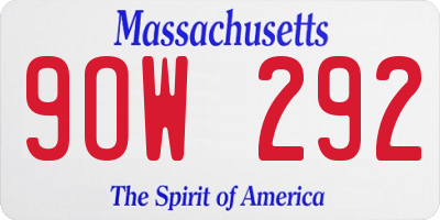 MA license plate 9OW292
