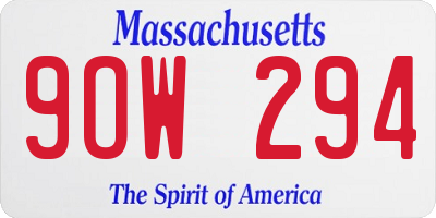 MA license plate 9OW294