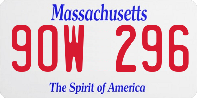 MA license plate 9OW296
