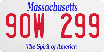 MA license plate 9OW299