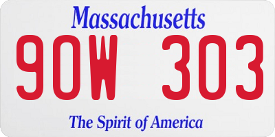 MA license plate 9OW303