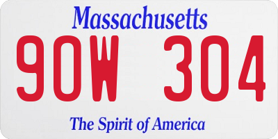 MA license plate 9OW304