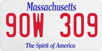 MA license plate 9OW309