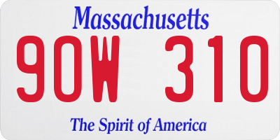 MA license plate 9OW310