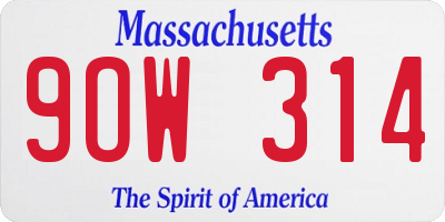 MA license plate 9OW314