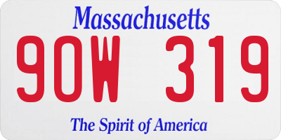 MA license plate 9OW319