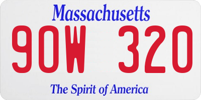 MA license plate 9OW320