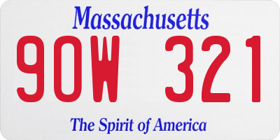 MA license plate 9OW321