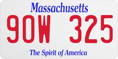 MA license plate 9OW325