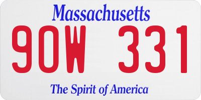 MA license plate 9OW331