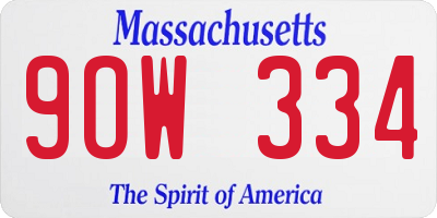MA license plate 9OW334