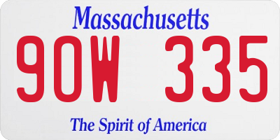 MA license plate 9OW335