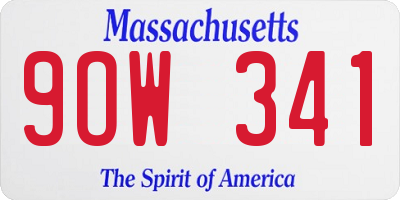 MA license plate 9OW341