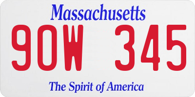 MA license plate 9OW345