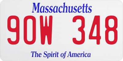 MA license plate 9OW348