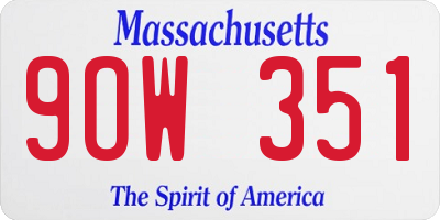 MA license plate 9OW351