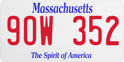 MA license plate 9OW352