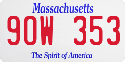 MA license plate 9OW353