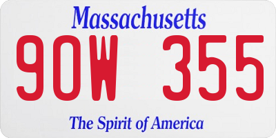 MA license plate 9OW355