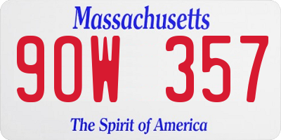 MA license plate 9OW357