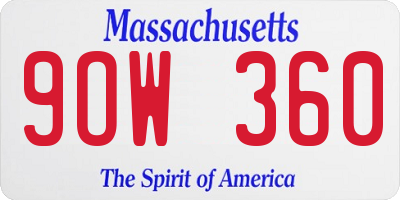 MA license plate 9OW360