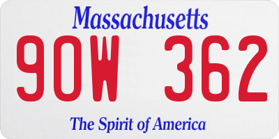 MA license plate 9OW362