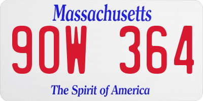 MA license plate 9OW364
