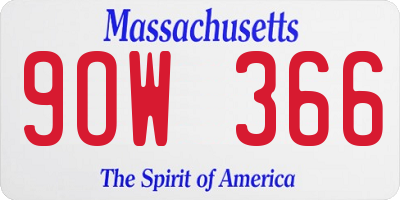 MA license plate 9OW366