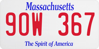 MA license plate 9OW367