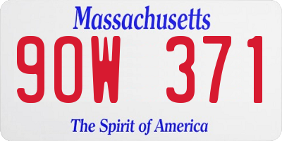 MA license plate 9OW371