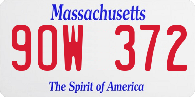 MA license plate 9OW372