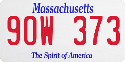 MA license plate 9OW373
